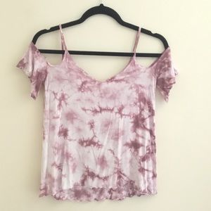Tie dye cold shoulder top